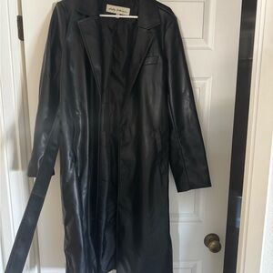 Nasty Gal Black Faux Leather Trench Coat